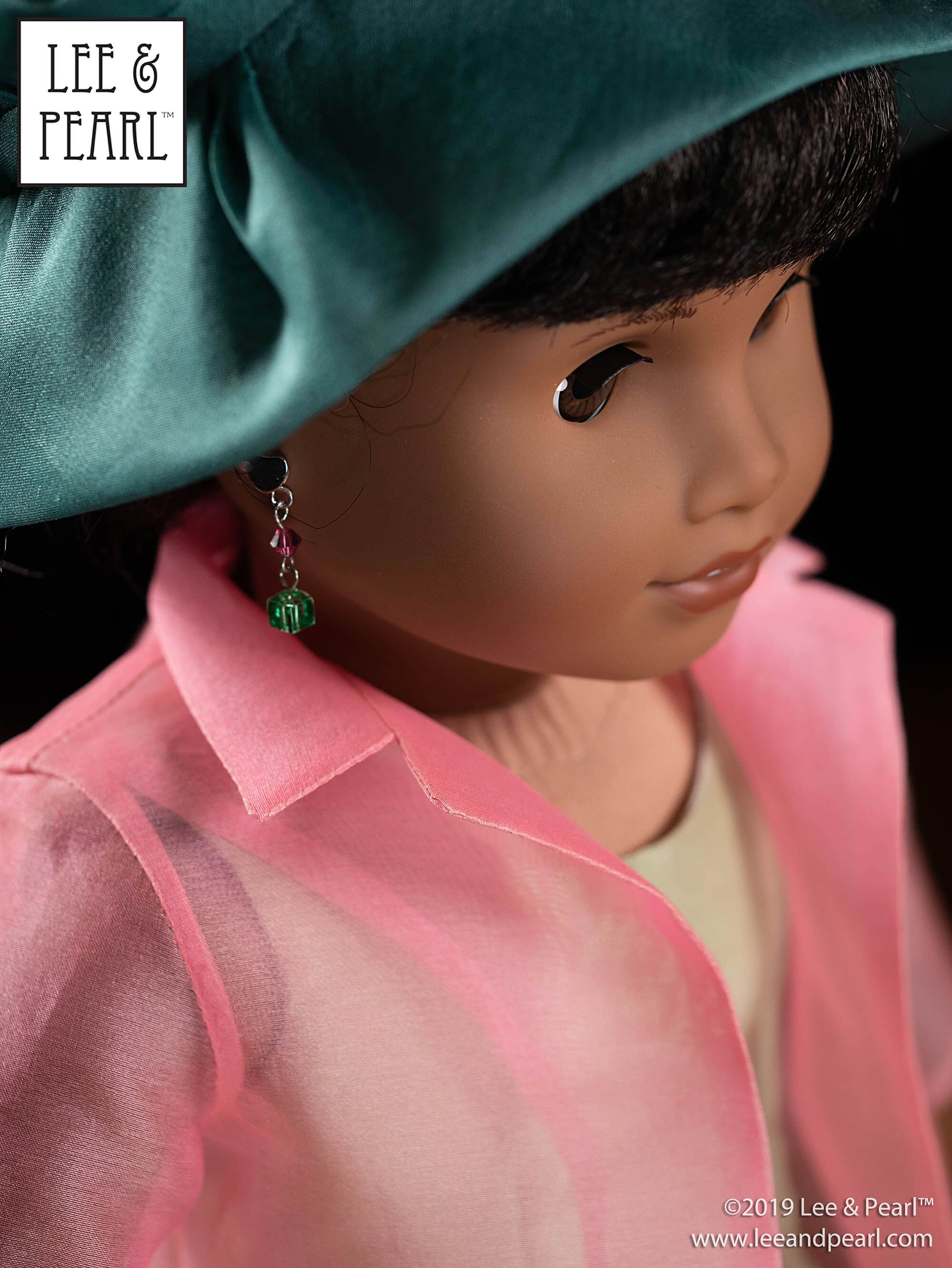 Our American Girl doll Melody is a vision of haute couture loveliness in a silk and silk organza ensemble made using Lee & Pearl patterns and our COMING SOON silk fabric kits.