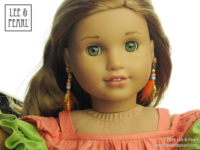 Introducing the Lee & Pearl 2016 FREE Pattern for mailing list subscribers — #1035: Olá Brasil! Samba Top, Bahia Dress, Afro-Brazilian Baiana Headwrap and Jewelry Tutorials — like these feather earrings — for 18" Dolls, inspired by American Girl® 2016 Girl of the Year® Lea Clark®, and by the fashions, traditions and music of Brazil. To get your FREE copy, join our mailing list at http://www.leeandpearl.com before the end of January, 2017.