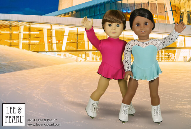 Lee & Pearl LOVE figure skating at the Winter Olympics. Our Pattern 1055: Skating Dresses for 18 Inch Dolls, like our American Girl dolls, includes two styles — the elegant Long Program and the fun, athletic Short Program. Find this pattern in the Lee & Pearl Etsy store.