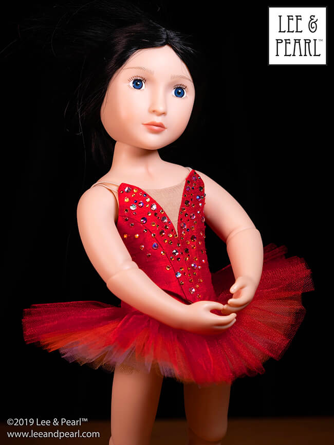 A perfect ballerina Firebird! COMING VERY SOON — Lee & Pearl Ballet Performance Patterns for 16 inch A Girl for All Time dolls and 14 1/2 inch WellieWishers and similar dolls! Our pattern maker has lovingly resized our iconic, just-like-the-real-thing 18 inch doll dance bodice and tutu patterns for our favorite new dolls. Make sure that you’ve signed up for the Lee & Pearl mailing list at www.leeandpearl.com and we’ll let you know as soon as these amazing new sizes are available!