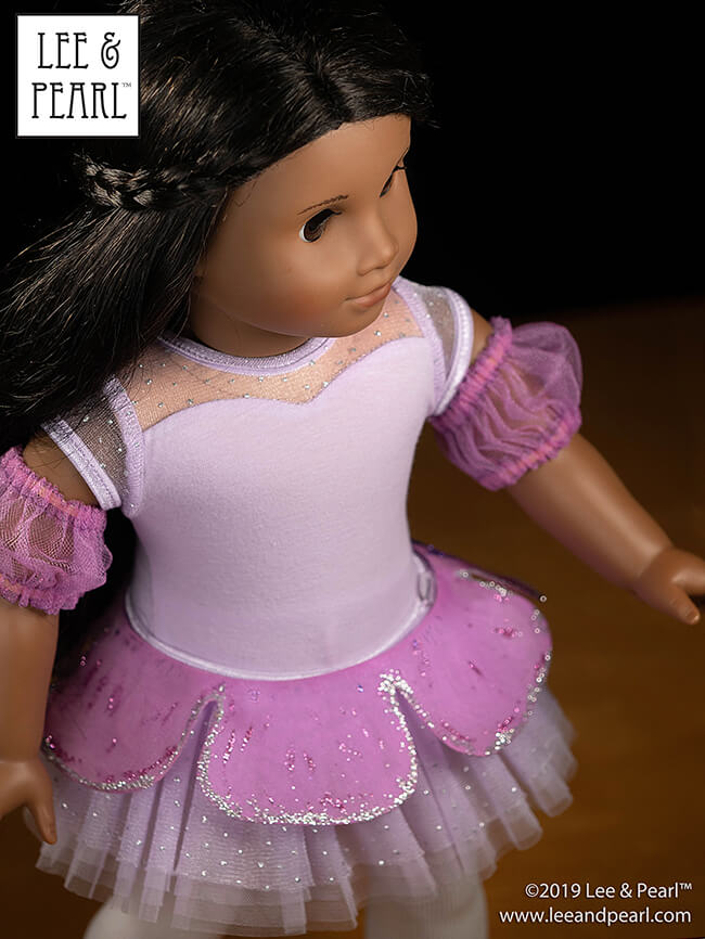We are thrilled to announce the release of Lee & Pearl Pattern 1074: Mix-and-Match Ballet Costume Accessories — Tutu Plates, Sleeve Ruffles and Sleeve Puffs for 18 Inch dolls. This versatile pattern is the perfect complement to our popular Ballet Performance patterns, and the perfect way to accessorize your doll’s dance costumes — even purchased outfits like this American Girl brand tutu!