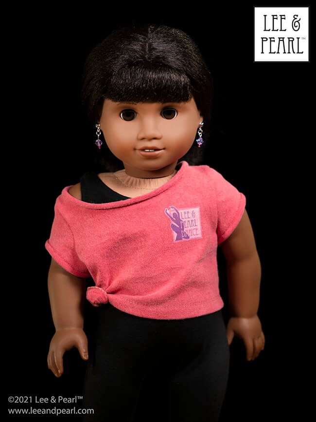 Introducing Pattern 1983: She's a Maniac Off-One-Shoulder Workout T-Shirt for Dolls! We're proud to present this brand new ‘80s / aerobics / workout and dance-inspired pattern for 18 inch American Girl®, 16 inch A Girl for All Time® and 14 ½ inch WellieWishers™ and similar dolls, now available in the Lee & Pearl Etsy store.