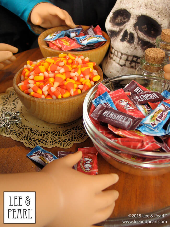 Happy Halloween from Lee & Pearl | Follow our YouTube Tutorials to make 18" doll size CANDY CORN and FUN SIZE CANDY BARS for Halloween | https://youtu.be/sGUCeqppab0?list=PL2MAbE1G1xn3EWHeNAXiVs_ZVRQ03aP1-