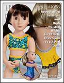 Lee & Pearl PDF patterns for dolls — Pattern 1058 Ruffled Swimsuit and Bikini for American Girl dolls, A Girl for All Time Dolls and WellieWishers