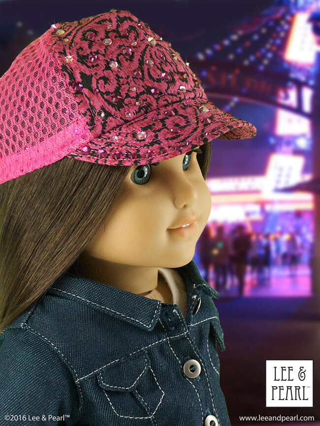 Want to make a truly unique stocking stuffer? Try a Lee & Pearl hat pattern for dolls! Here’s Pattern 1008: Classic Ball Cap and Big Fat Trucker Hat for 18 Inch dolls, like our American Girl doll. Find this just-like-the-real-thing pattern in the Lee & Pearl Etsy store at https://www.etsy.com/listing/184380608/lp-pattern-1008-classic-ball-cap-and-big
