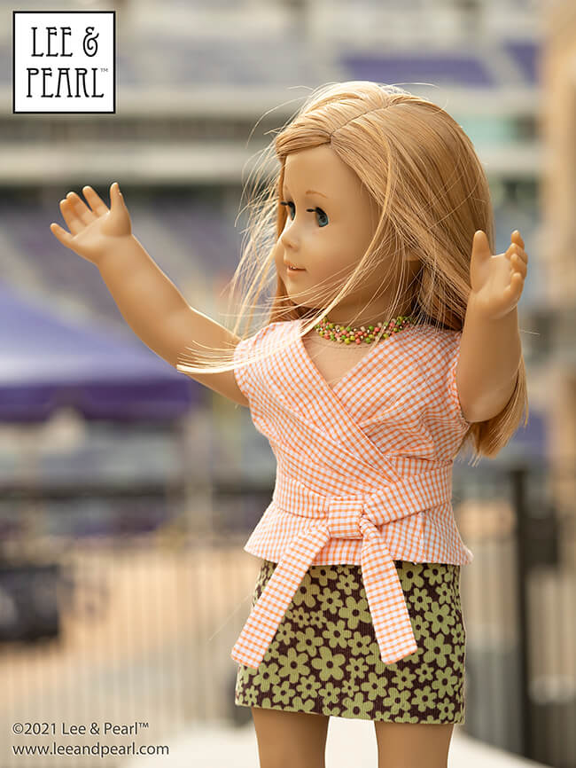 We know it can be hard to find garment weight fabrics in big-box stores, and hard to determine if online fabrics really are doll-scale. That's why we created the L&P COLLEGIATE collection of coordinated, doll-tested fabrics that we know are perfect on both counts. How do we know? Our designer sewed a capsule wardrobe for our American Girl® dolls using these fabrics and Lee & Pearl™ patterns. CLICK THROUGH to see the photo shoot!