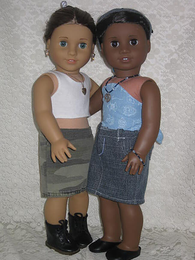 Made with Lee & Pearl Pattern #1041: Slim Skirts — Denim and Pencil Skirts for 18" Dolls