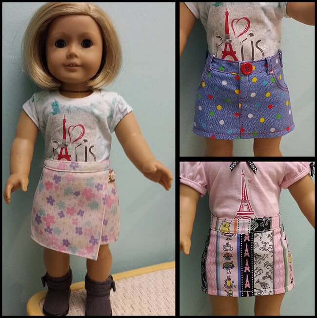 Made with Lee & Pearl Pattern #1041: Slim Skirts — Denim and Pencil Skirts for 18" Dolls
