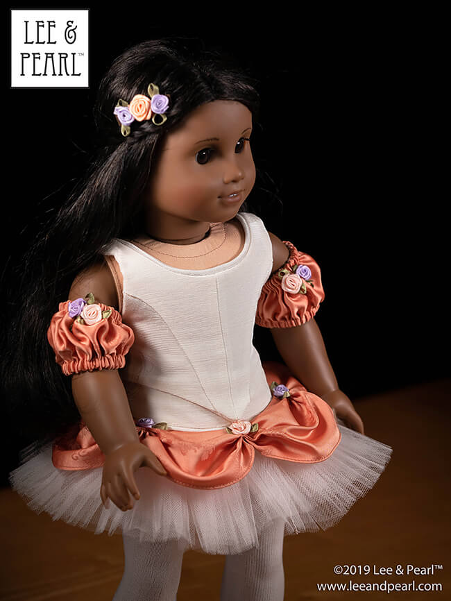 We are thrilled to announce the release of Lee & Pearl Pattern 1074: Mix-and-Match Ballet Costume Accessories — Tutu Plates, Sleeve Ruffles and Sleeve Puffs for 18 Inch American Girl dolls. This versatile pattern is the perfect complement to our popular Ballet Performance patterns, and the perfect way to accessorize your doll’s dance costumes — even purchased tutus!