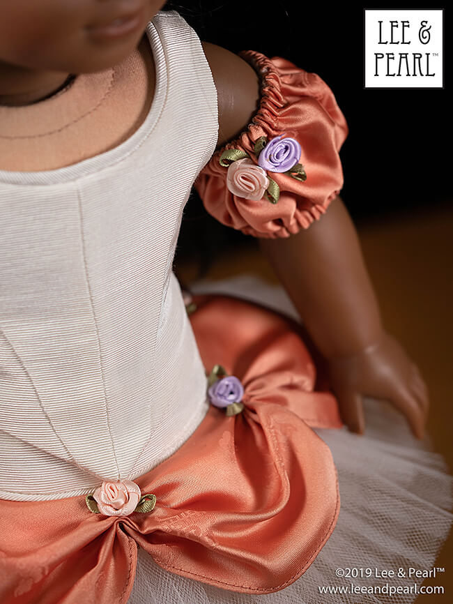 We are thrilled to announce the release of Lee & Pearl Pattern 1074: Mix-and-Match Ballet Costume Accessories — Tutu Plates, Sleeve Ruffles and Sleeve Puffs for 18 Inch American Girl dolls. This versatile pattern is the perfect complement to our popular Ballet Performance patterns, and the perfect way to accessorize your doll’s dance costumes — even purchased tutus!