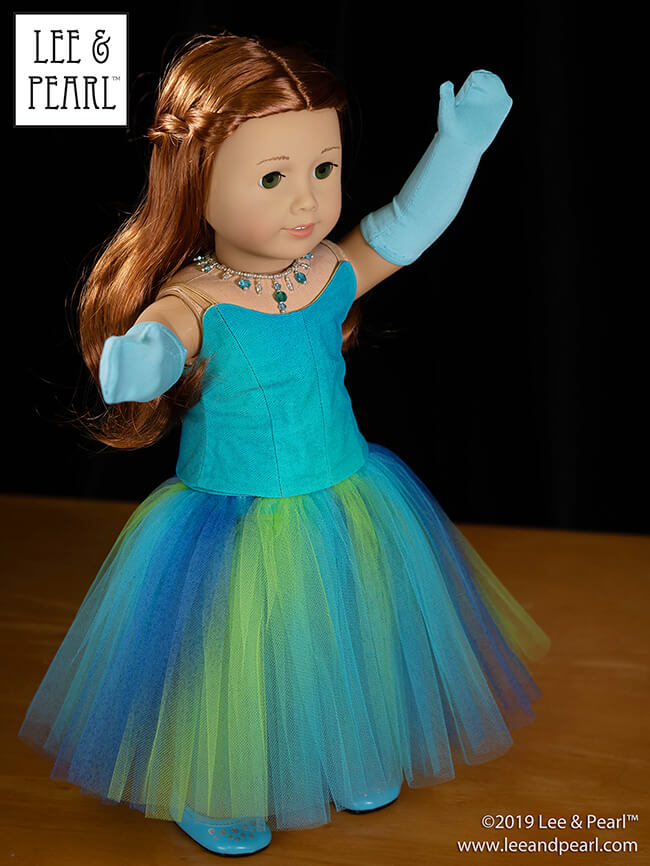 Introducing a new dance and glamorous evening gown pattern for American Girl dolls from Lee & Pearl - Pattern 1076 Grand Gala Dropped Waist Ballgown with Evening Gloves and Russian Ballet Bodice with Neo-Classical Tutu, Basque and Panty for 18 inch dolls. In honor of Cyber Week and holiday gift sewing, this pattern will be ON SALE at 20% off through Thursday, December 12, 2019.