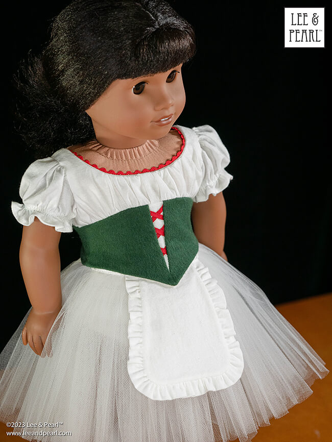 It's our 10th anniversary and we're celebrating with a STOREWIDE SALE and a NEW PATTERN release! Every year, we celebrate the Lee & Pearl birthday with a 48-hour blowout sale on everything in our Etsy shop. This year, that includes a brand new pattern. Introducing L&P Pattern 1078: Village Dance Peasant Style Ballet Bodice with Faux Corset, Puff Sleeves and Detachable Apron for 18 Inch, 16 Inch and 14 1/2 Inch Dolls!