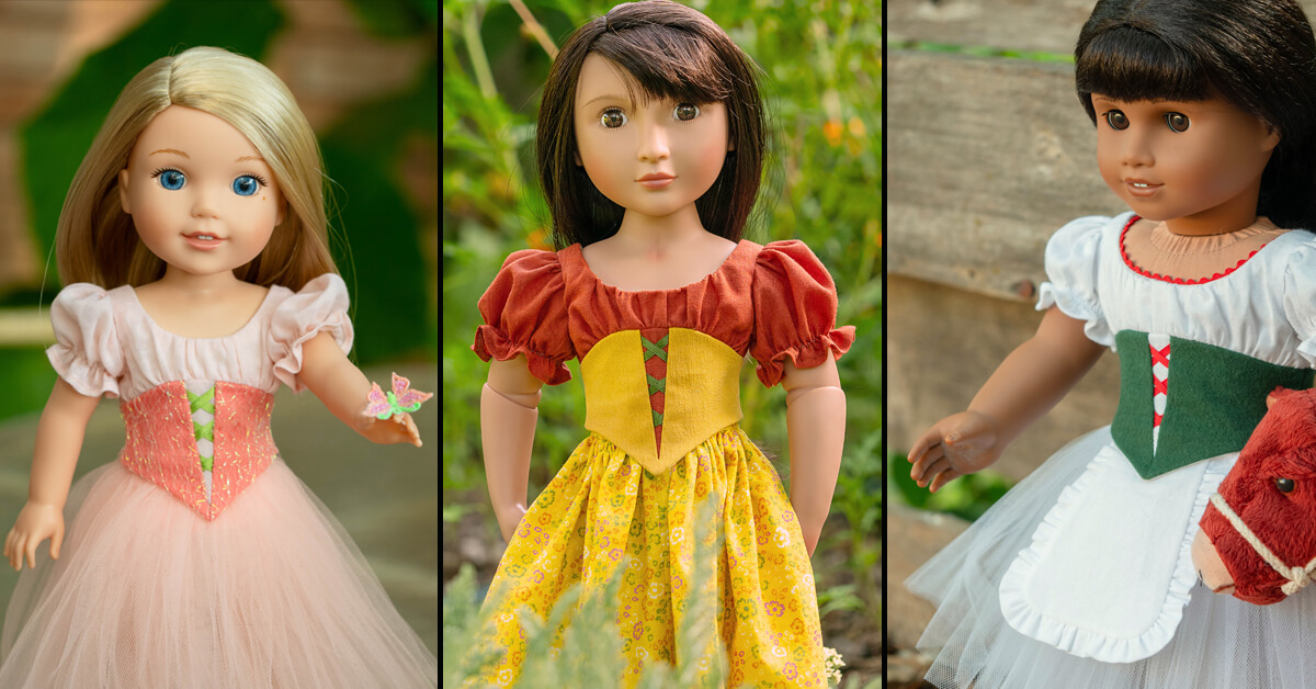Introducing Lee & Pearl Pattern 1078: Village Dance Peasant Style Ballet Bodice with Faux Corset, Puff Sleeves and Detachable Apron for 18 Inch, 16 Inch and 14 1/2 Inch Dolls — now available in the leeandpearl Etsy shop!