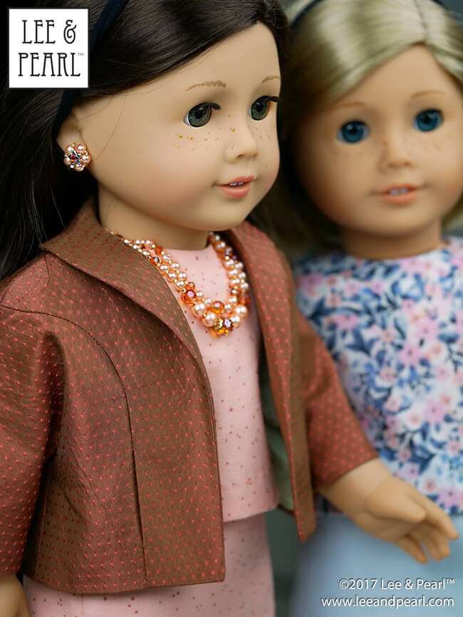 Pattern 1964: Darling Doris 1960s Ladies’ Suit for 18 Inch Dolls. This pattern is available in the Lee & Pearl Etsy shop.