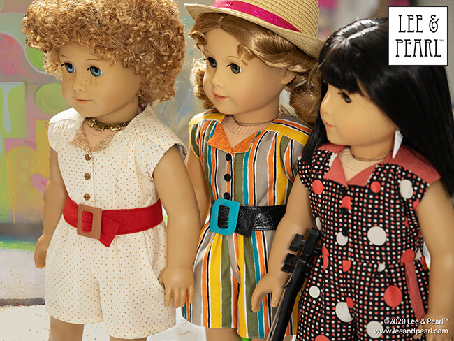 We are thrilled to announce the return of Pattern 1984: Retro '80s Romper with Shaped Belt, Shoulder Pads and Heat Shrink Buckle Craft for 18 inch American Girl dolls to the Lee & Pearl Etsy shop. In honor of Cyber Week, it's now ON SALE at 20% off through Friday, 12/02/22!