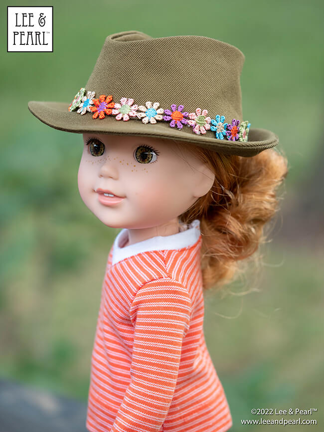 Introducing our new FREE pattern for mailing list subscribers — Lee & Pearl Pattern 2023: The Fedora Hat for 18", 16" and 14 1/2" Dolls. For this pattern, our designer reimagined iconic molded hat elements as flat pattern shapes and seams. 

That's right — this is an entirely SEWN hat. And it's sized to fit all three of our favorite dolls: American Girl, A Girl for All Time and WellieWishers and similar dolls.

Join the Lee & Pearl mailing list at www.leeandpearl.com and get this pattern as our exclusive FREE gift!