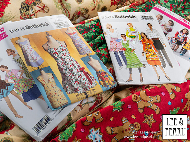What’s new in the Lee & Pearl Etsy shop? It’s beginning to look a lot like CHRISTMAS with yards and yards of beautiful, holiday-themed cotton prints and a whole new section of easy-to-make, awesome-to-gift apron patterns from Pearl’s extraordinary collection.