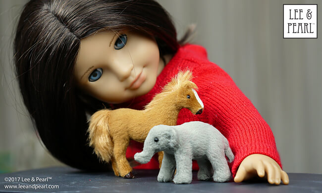 It's Day Four of Lee & Pearl Cyber Week, and we have lots of doll treats for you: a round-up of all our previous Christmas and Chanukah holiday crafts — and a reminder to check out the seasonal ornament selections for doll-scaled items like these toy animals!