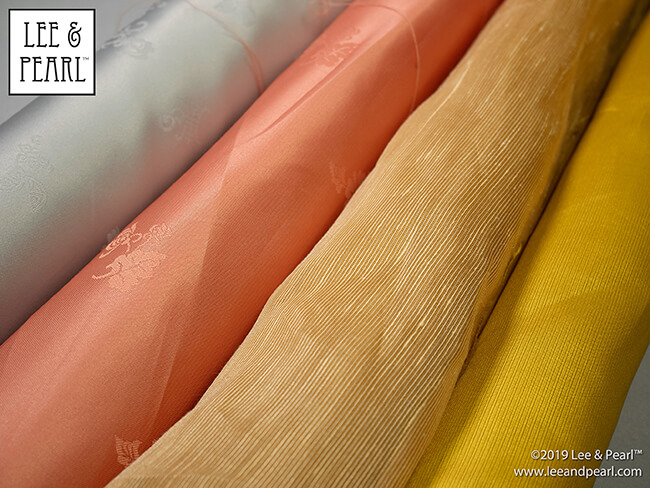 COMING SOON from Lee & Pearl — MORE beautiful Korean silks. We recently purchased the estate of a custom atelier for traditional, hand-made Korean garments. All the 100% silk organzas are now posted in the Lee & Pearl Etsy store. We’ll have the rest of these fabrics — satin, brocade, shantung, China silk, strié, and some hand-loomed silks we don’t have names for — listed in 2020. Join the Lee & Pearl mailing list at www.leeandpearl.com to be alerted as soon as these fabrics are available.