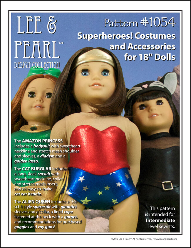 Lee & Pearl Pattern #1054: Superheroes! Costumes and Accessories for 18" Dolls 