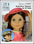 Lee & Pearl PDF patterns for dolls — Pattern 1007: Bush Hat or Boonie for 18 Inch American Girl Dolls