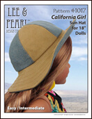 Lee & Pearl PDF patterns for dolls — Pattern 1017 Califormia Girl Sun Hat Pattern for 18 inch Dolls