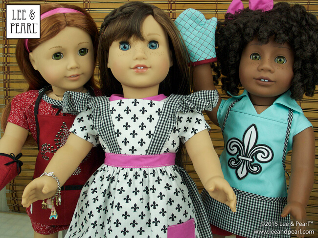 We made an entire Paris-themed wardrobe for our American Girl™ doll Grace and her friends using our favorite Lee & Pearl patterns and just ONE Bonjour, Paris Fabric & Trim Kit, a set of six coordinated fat quarters of high quality cotton fabric, with matching ribbon and ribbon flower trim. We made three full outfits — several pieces each for Grace and her friends Ella and Maddy — out of just one kit. Get the kit while supplies last in our Etsy store at https://www.etsy.com/shop/leeandpearl We made an entire Paris-themed wardrobe for our American Girl™ doll Grace and her friends using our favorite Lee & Pearl patterns and just ONE Bonjour, Paris Fabric & Trim Kit, a set of six coordinated fat quarters of high quality cotton fabric, with matching ribbon and ribbon flower trim. We made three full outfits — several pieces each for Grace and her friends Ella and Maddy — out of just one kit. Get the kit while supplies last in our Etsy store at https://www.etsy.com/shop/leeandpearl